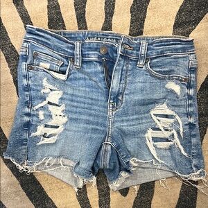 American Eagle Outfitters Blue Distressed Denim Shorts